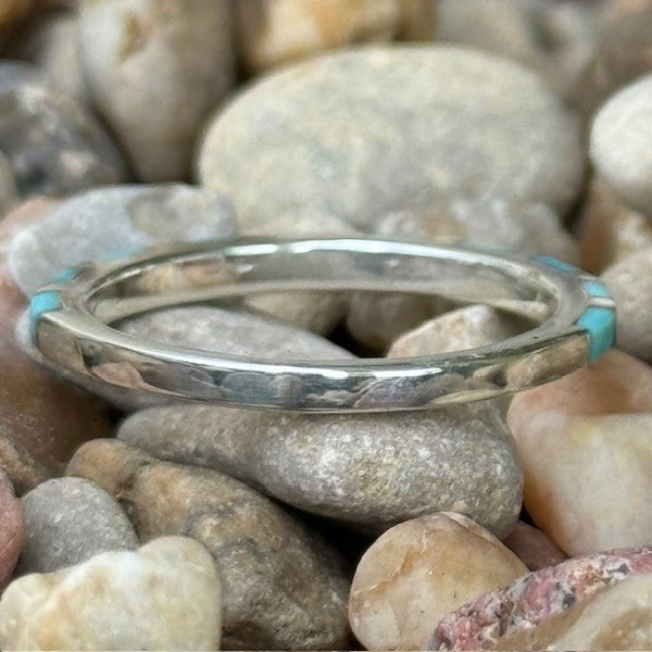 Turquoise & silver square pattern ring - T5171TQ - BLAIR'S Western Wear located in Marble Falls TX