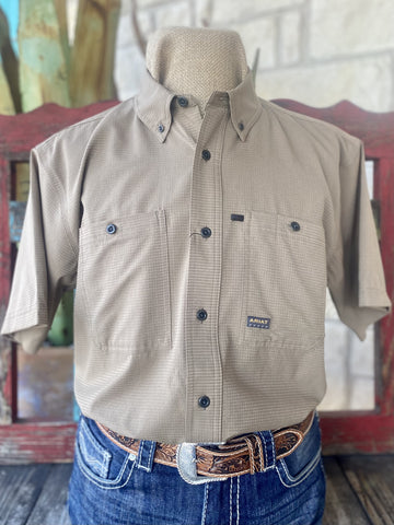 Tan Men's Ariat Short Sleeve Shirt -10048948 Blair's Western Wear Marble Falls, TX 
