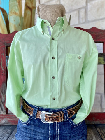 Pastel Lime Men's Wrangler Button Up Long Sleeve 112344874 Blair's Western Wear Marble Falls, TX