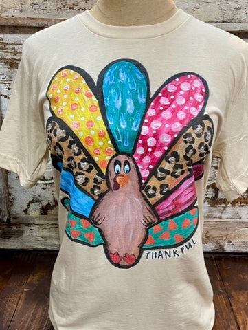 Ladies Painted Turkey T-Shirt in Natural & Multi Colors - TURKEY - BLAIR'S WESTERN WEAR MARBLE FALLS, TX 