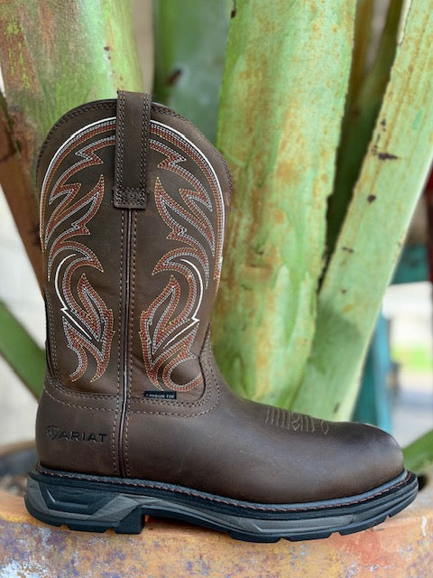 Men's Ariat Carbon Toe Work Boot in Brown & Orange - 10045437 - Blair's Western Wear Marble Falls, TX 