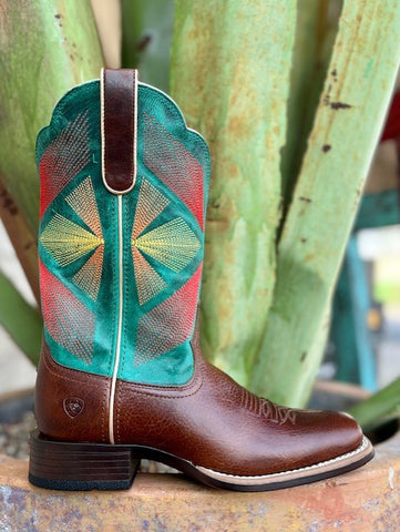 Women's Ariat Boot in Green Yellow Orange Red & Chocolate - 10047053 - Blair's Western Wear Marble Falls, TX 