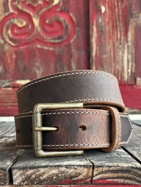 Men's Brown Smooth Leather Belt - 102445 - Blair's Western Wear Marble Falls, TX 