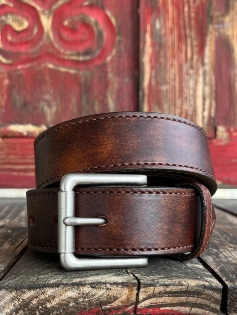 Men's Smooth Leather Belt in Two Toned Brown - 824636 - Blair's Western Wear Marble Falls, TX 