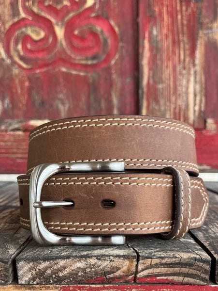 Men's Belt brown double stitched - WB2273 - Blair's Western Wear - Marble Falls, TX
