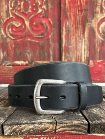 Men's Black Smooth Leather Belt - A1037401 - Blair's Western Wear Marble Falls, TX 