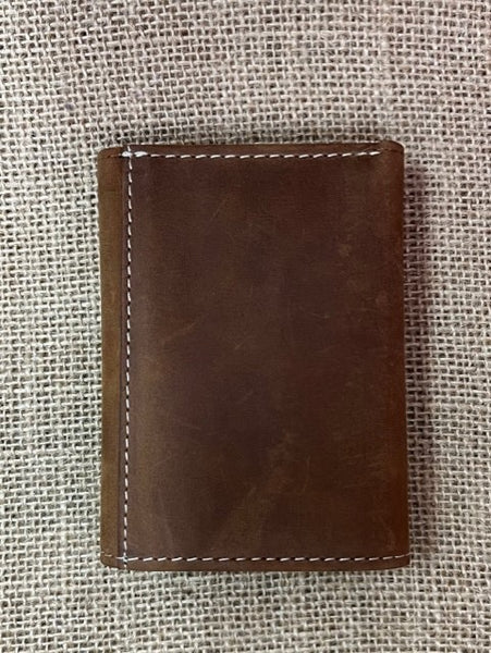 Men's Tooled Leather Trifold With Rawhide Stitch in Brown - N5415402 - Blair's Western Wear in Marble Falls, TX