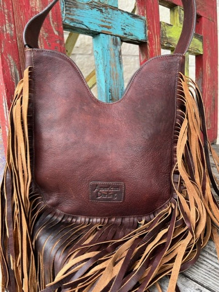 Women's Tooled Leather Purse With Rawhide Stitching & Fringe Detailing - ADBGZ473 - BLAIR'S WESTERN WEAR MARBLE FALLS, TX