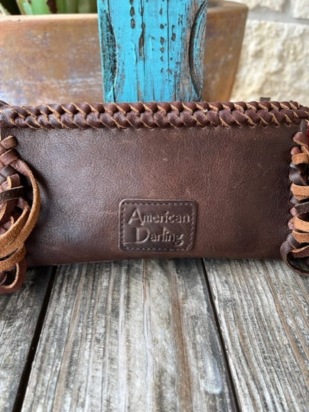 American Darling Wristlet in Leather with Inlayed Turquoise Stone - ADBGM271B - BLAIR'S WESTERN WEAR MARBLE FALLS, TX