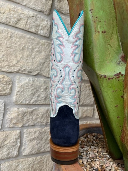 Ladies Arait Cutter Toe Boot in Navy Leather Roughout - 10046889 - Blair's Western Wear Marble Fall, TX