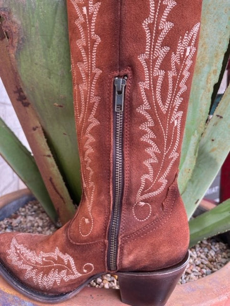 Ladies 21" Top Corral Roughout Dress Boot in Brown & Tan - A4405 - Blair's Western Wear Marble Falls, TX