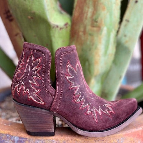 Women's Ariat Bootie in Wine With Pink & Tan Embroidery - 10046867 - Blair's Western Wear Marble Falls, TX 
