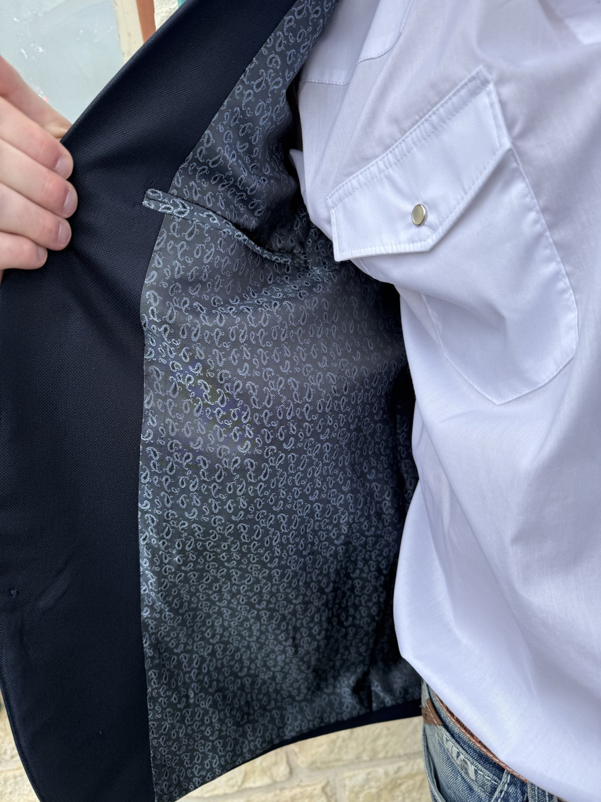 Men's Solid Navy Western Sport Coat