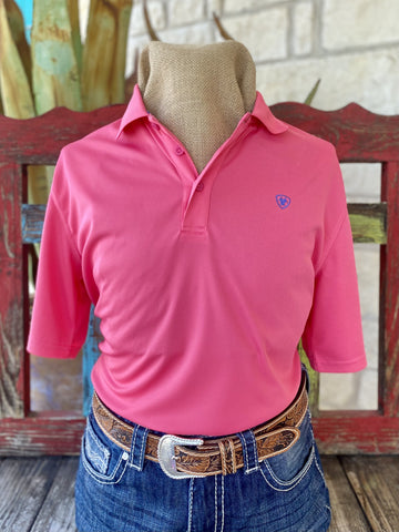 Hot Pink Men's Ariat Short Sleeve Pullover - 10051312 - Blair's Western Wear Marble Falls, TX