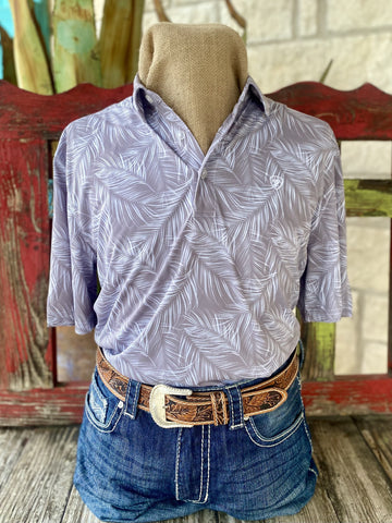 Lt Gray & White Tropical Print Men's Ariat Short Sleeve Pullover - 10051315 - Blair's Western Wear Marble Falls, TX