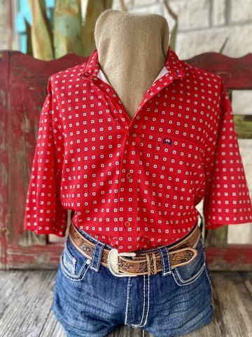 Red, White & Navy Print Men's Cinch Short Sleeve - MTW1704137 - Blair's Western Wear Marble Falls, TX