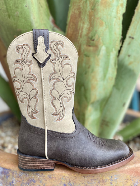 Kids Roper Western Cowboy Boot in Tan & Chocolate - 9181913089 - Blair's Western Wear Marble Falls, TX 