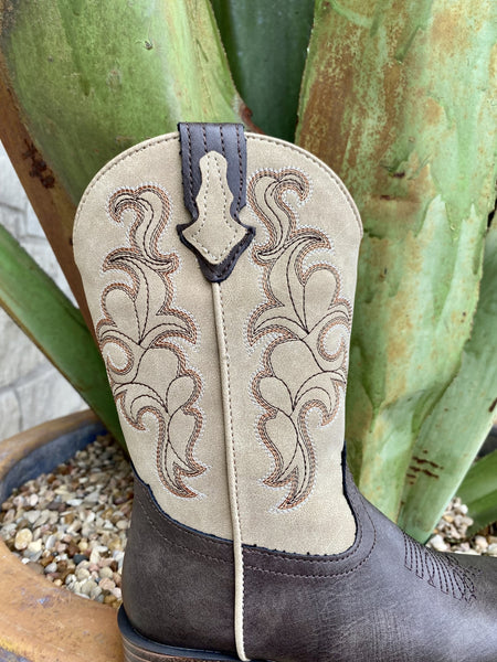 Kids Roper Western Cowboy Boot in Tan & Chocolate - 9181913089 - Blair's Western Wear Marble Falls, TX