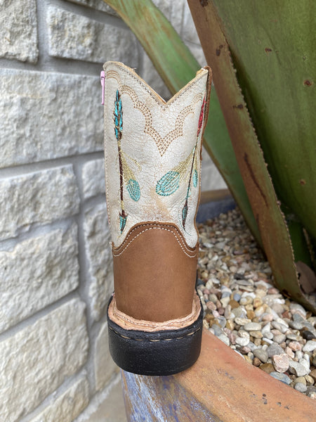 Infant Roper Boot in Brown/Cream/Pink/Red/Blue Embroidered Arrows w/ Zipper - 91679128287 - Blair's Western Wear Marble Falls, TX