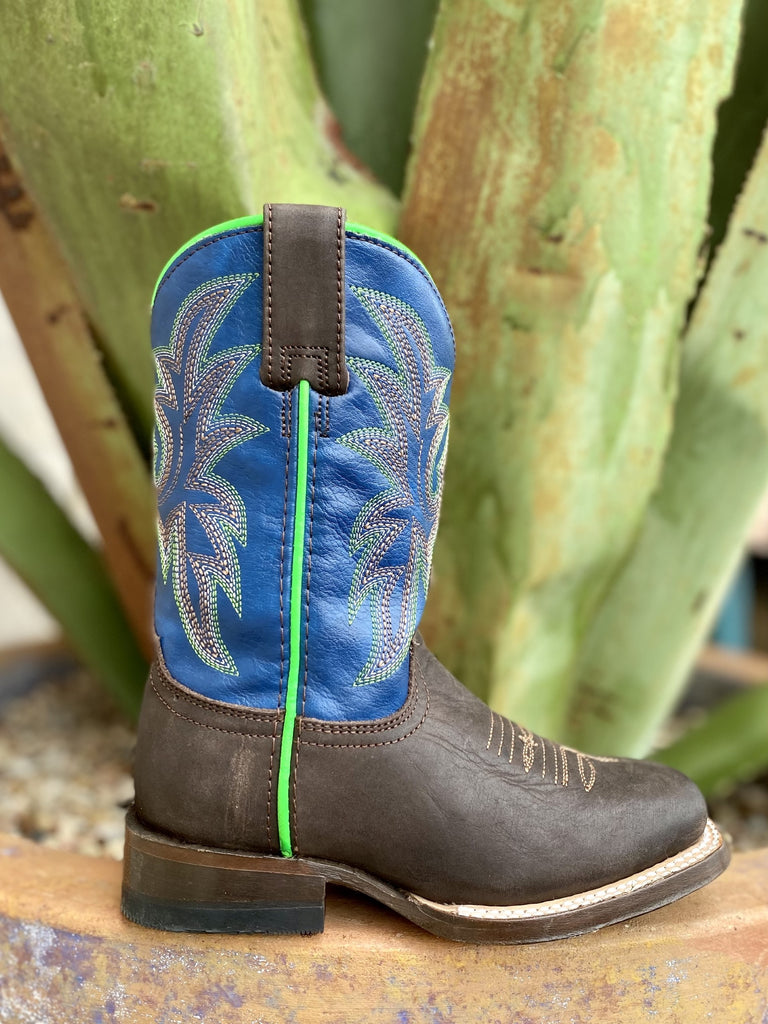 Roper Kids Boot in Brown, Blue, & Green - 9189991005 - Blair's Western Wear Marble Falls, TX 