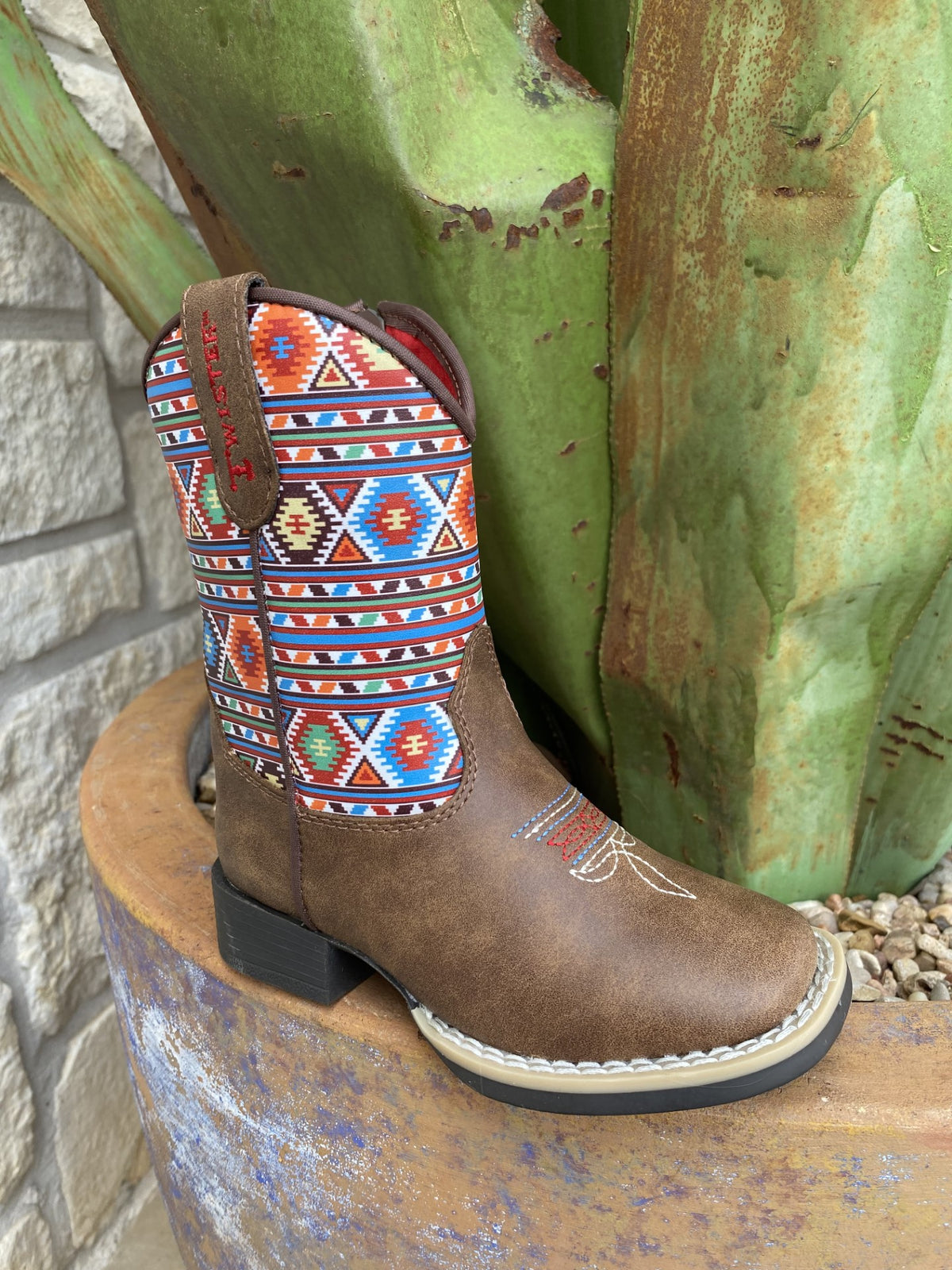 Kids Roper Boot in Colorful Aztec Top with Zipper - 4413502 - Blair's Western Wear Marble Falls, TX