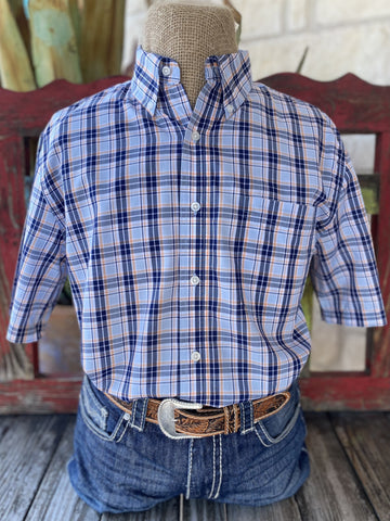 Men's Navy and Orange Wrangler Short Sleeve - 112346243NO - BLAIR'S Western Wear located in Marble Falls TX