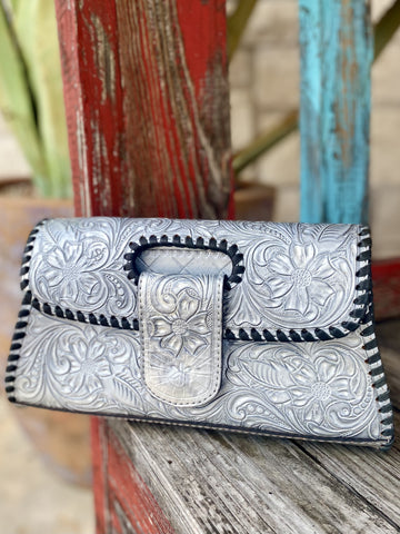 Silver Leather American Darling Clutch / Purse ADBG1134E - Blair's Western Wear Marble Falls, TX