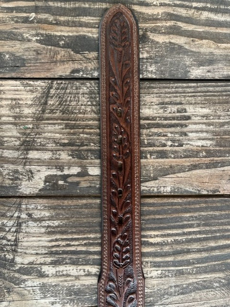 Men's Tooled Leather Belt in Brown with Etched Buckle - N210005402 - Blair's Western Wear Marble Falls, TX