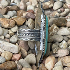 Oval Turquoise Ring with silver design around it - RNTURLNOV - BLAIR'S Western Wear located in Marble Falls TX