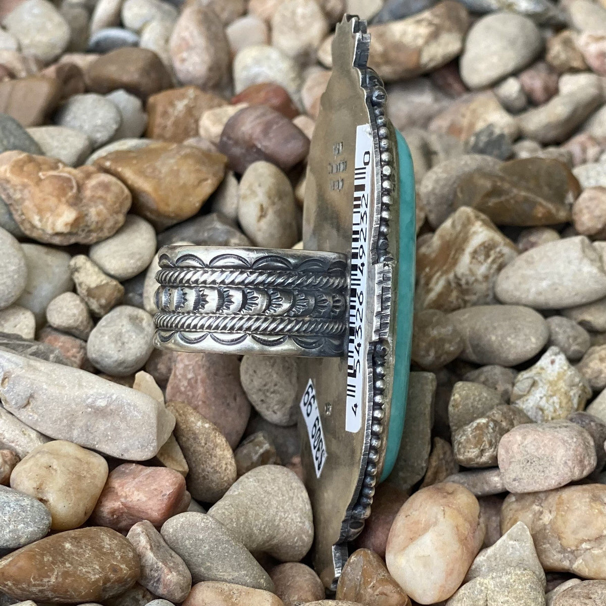 Oval Turquoise Ring with silver design around it - RNTURLNOV - BLAIR'S Western Wear located in Marble Falls TX