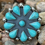 Turquoise 1" Cluster Adjustable  Ring- T562 - BLAIR'S Western Wear located in Marble Falls TX 