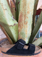 Unisex Black Suede Arizona Soft Footbed Sandal