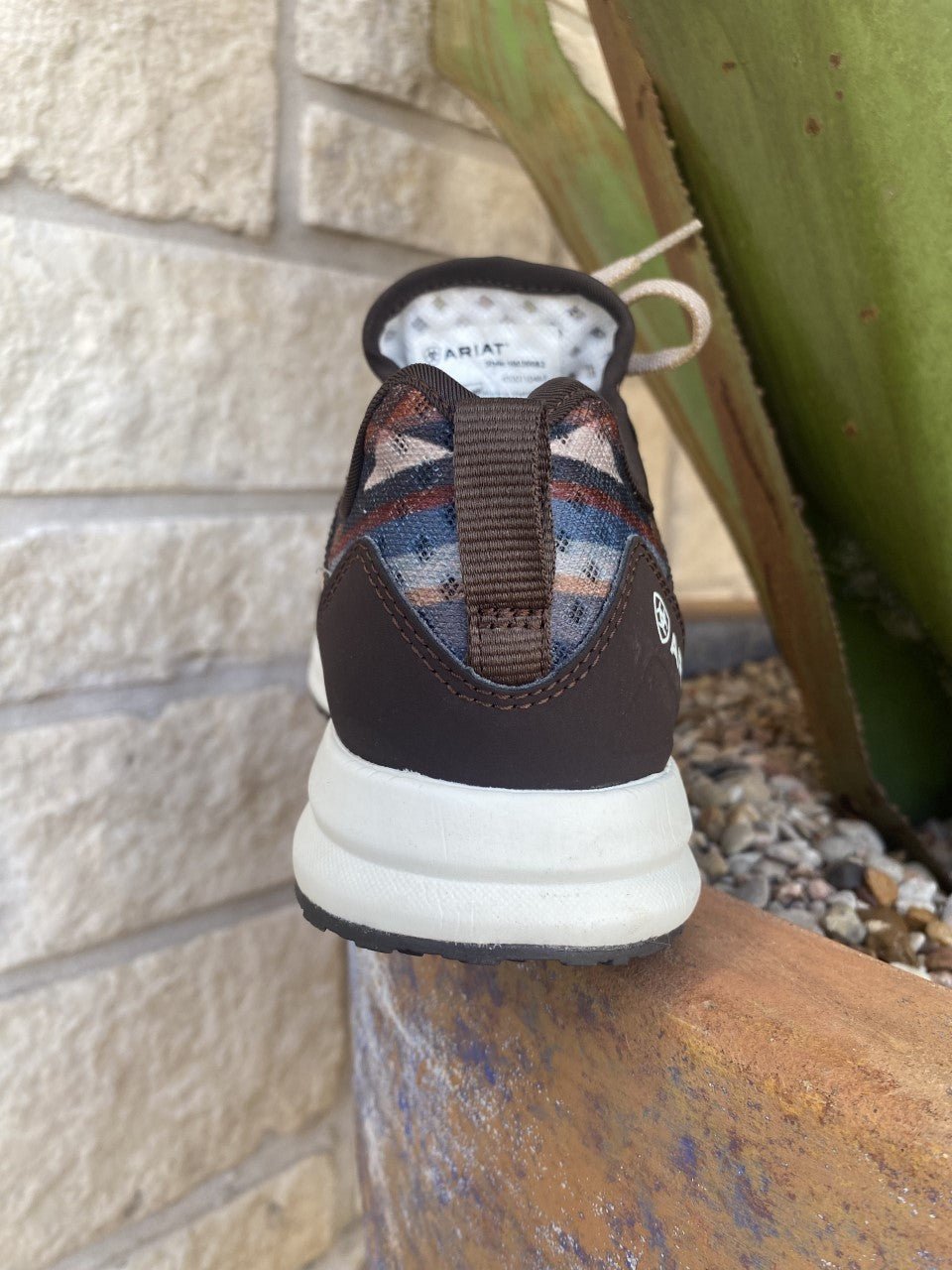 Women's Ariat Brown Tan Blue Peach Aztec-Inspired Tennis Shoe