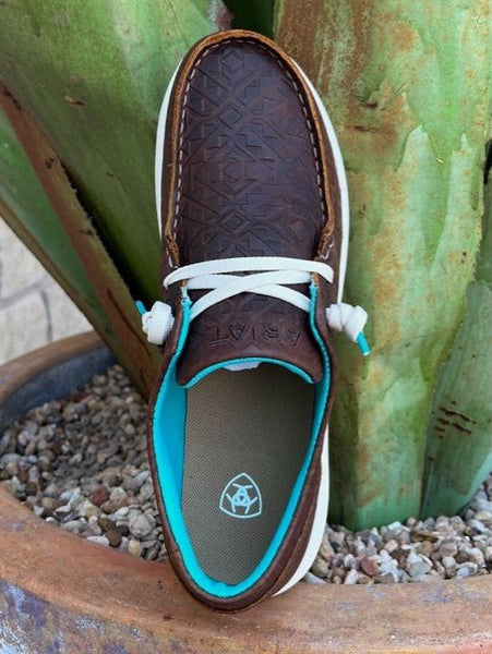 Women's Ariat Brown Tooled Leather Hilo Casual Shoe