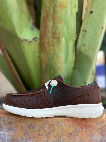 Women's Ariat Brown Tooled Leather Hilo Casual Shoe