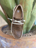 Women's Ariat Hilo Brown Tooled Leather Slip-On