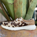 Women's Ariat Hilo Off-White Brown Cowhide Print Slip-On