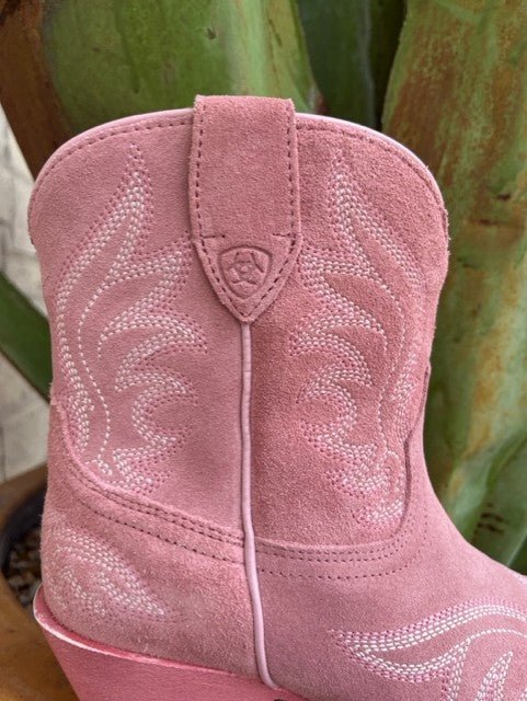 Women's Ariat Pink Suede Western Bootie