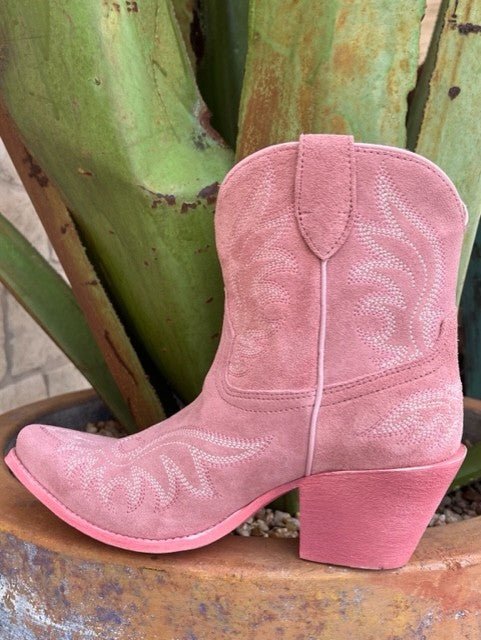 Women's Ariat Pink Suede Western Bootie