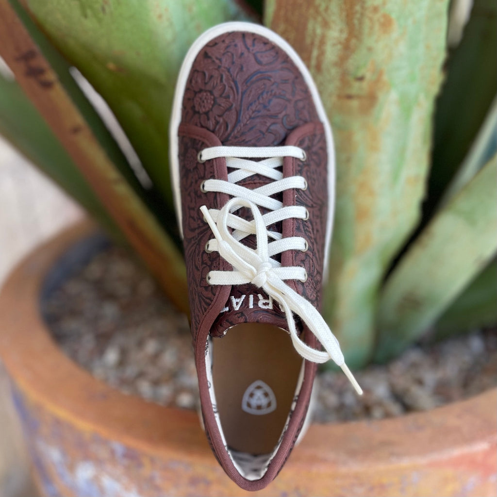 Women's Ariat Skylar Brown Floral Emboss Platform Sneaker