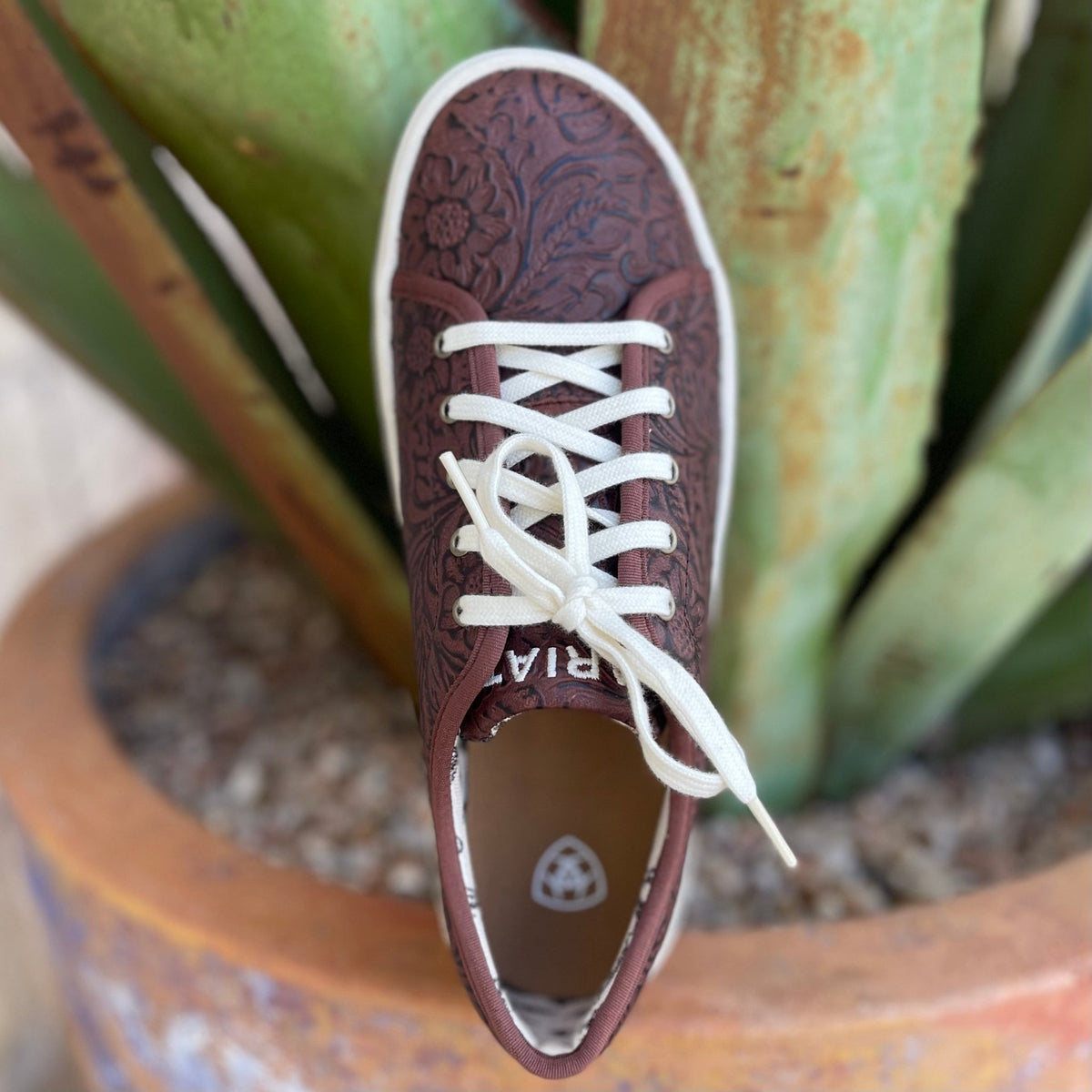 Women's Ariat Skylar Brown Floral Emboss Platform Sneaker