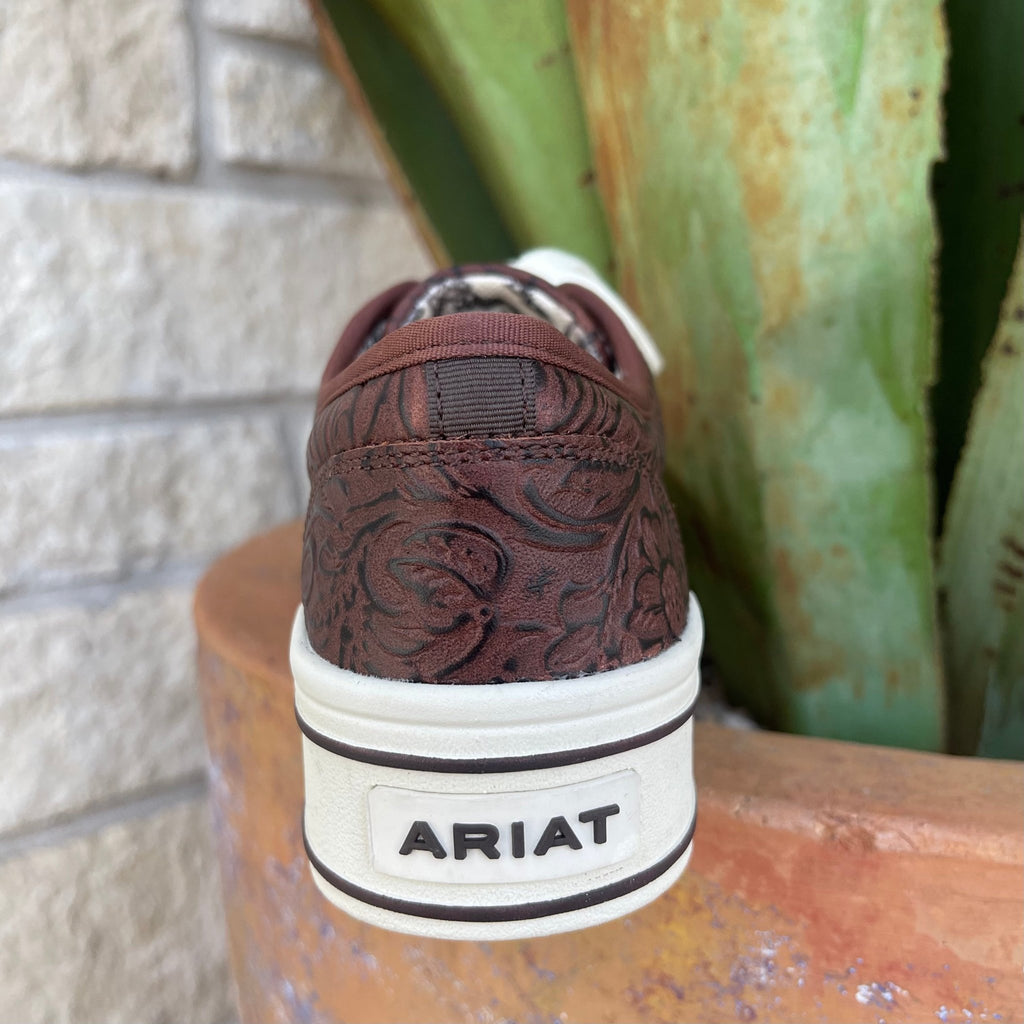 Women's Ariat Skylar Brown Floral Emboss Platform Sneaker