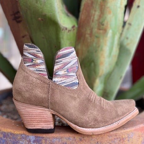 Women's Ariat Tan Roughout Aztec-Inspired Western Bootie