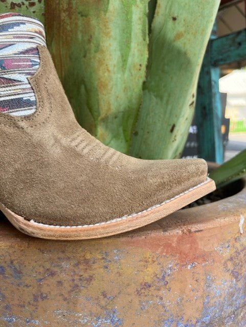 Women's Ariat Tan Roughout Aztec-Inspired Western Bootie