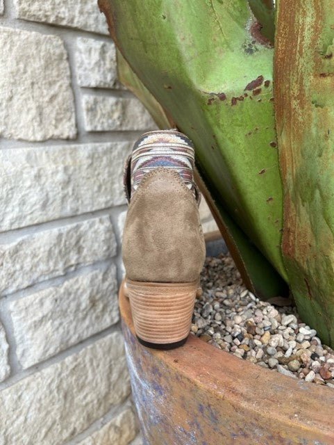 Women's Ariat Tan Roughout Aztec-Inspired Western Bootie