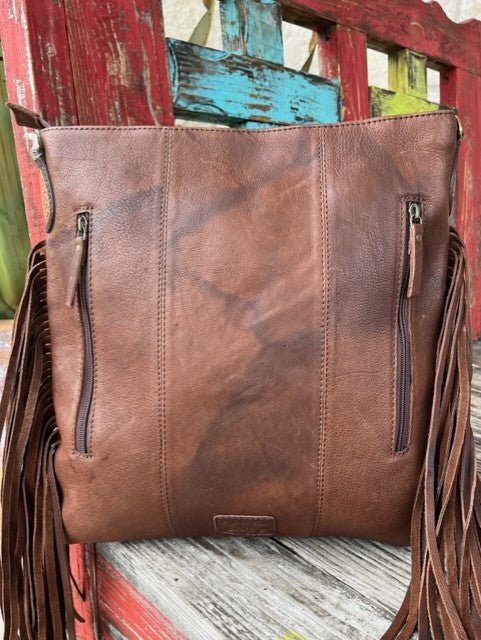 Women's Aztec-Inspired Blanket Fringe Leather Purse