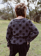 Women's Black and Gray Polka Dot Hi-Low Blouse