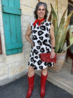 Women's Black and White Floral Shift Dress
