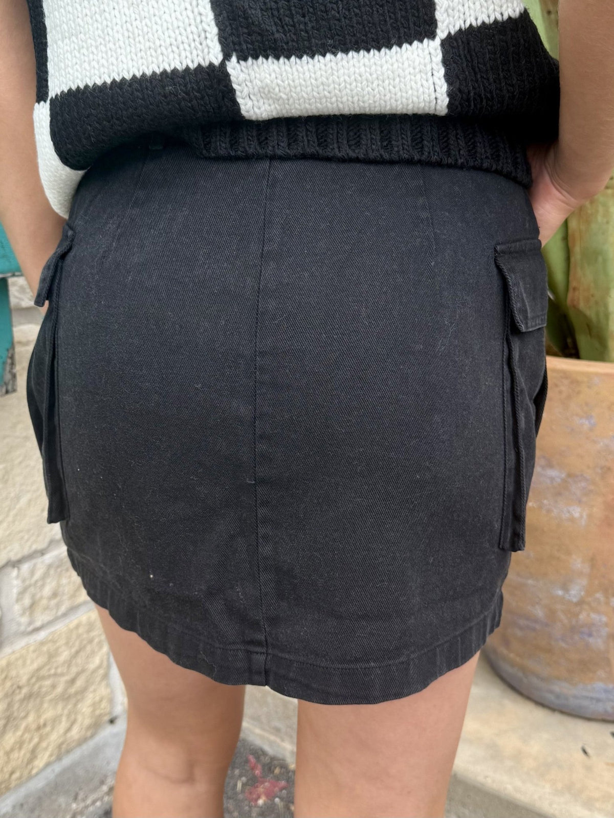 Women's Black Cargo Mini Skirt