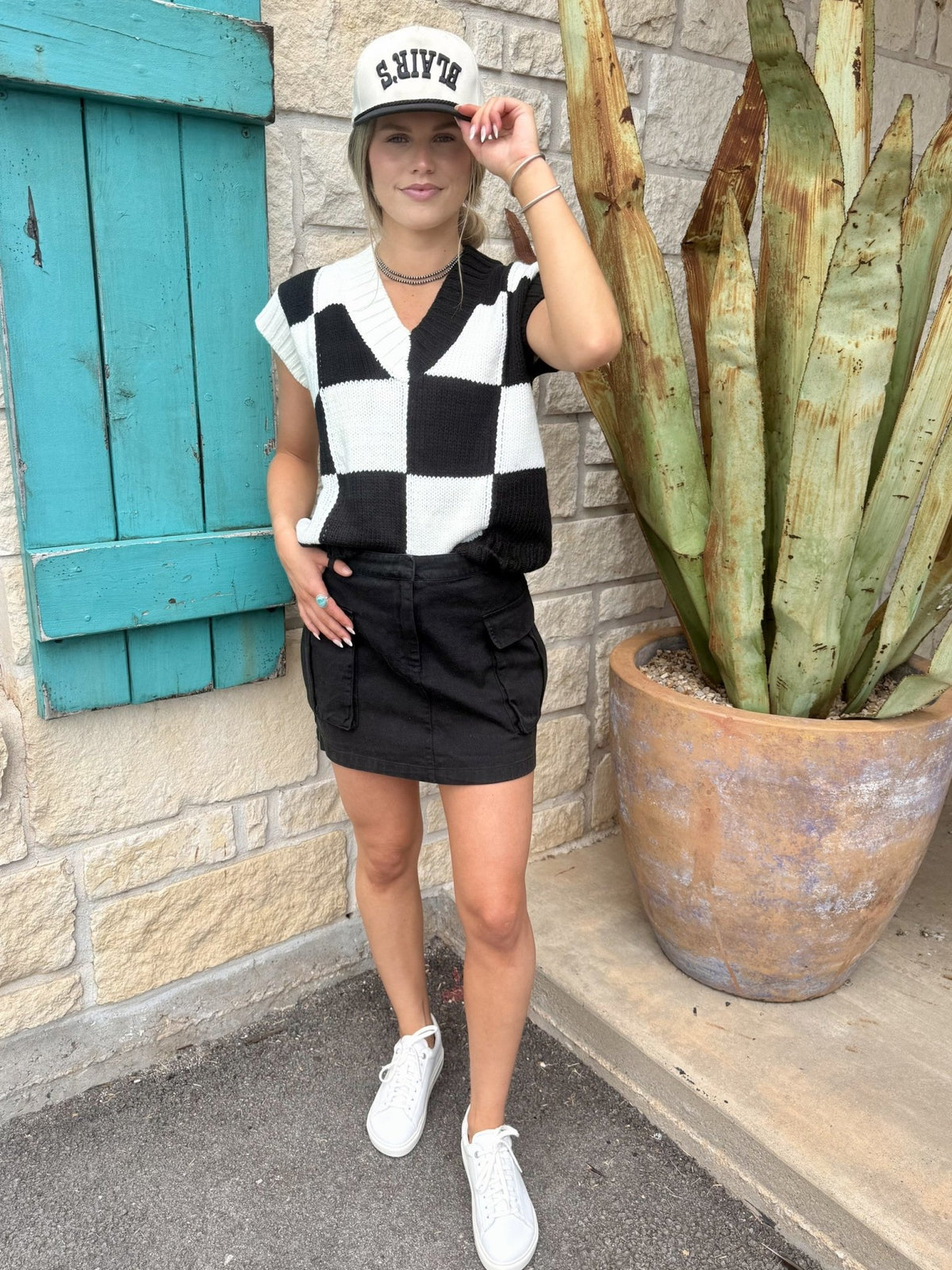 Women's Black Cargo Mini Skirt